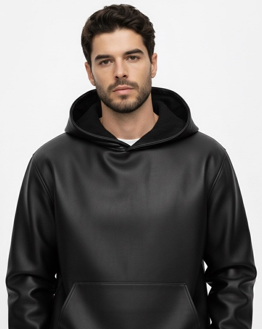 leather hoodie