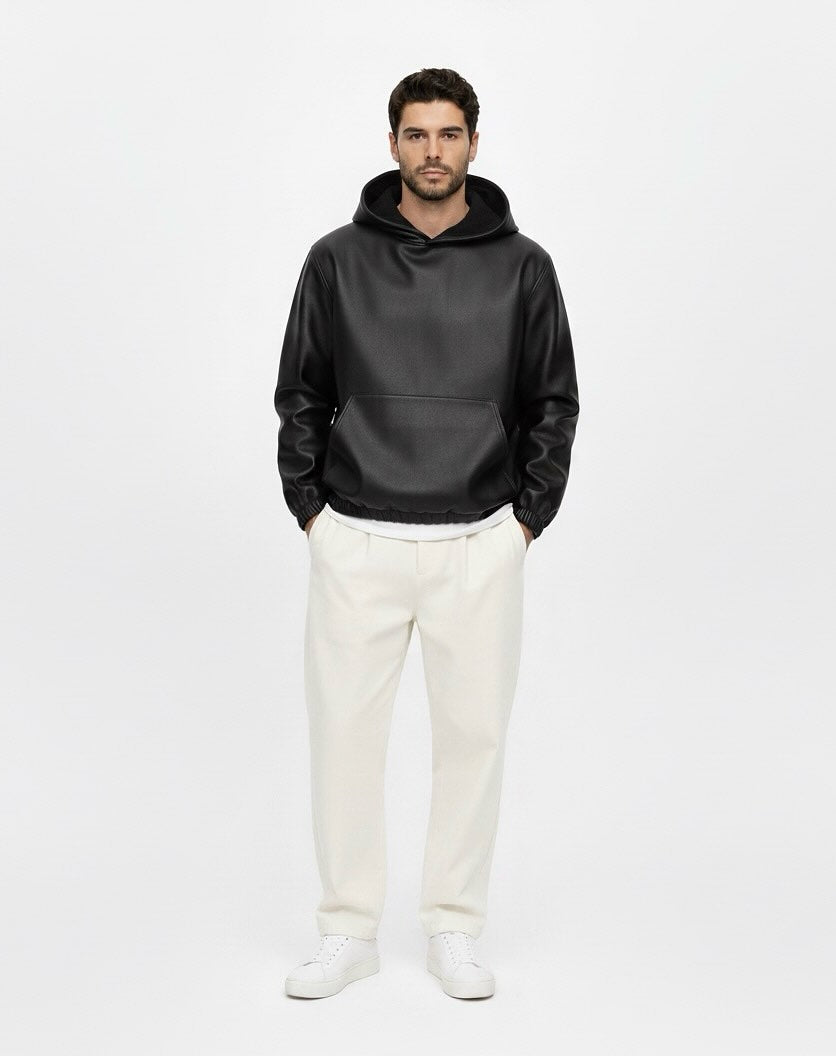 leather hoodie
