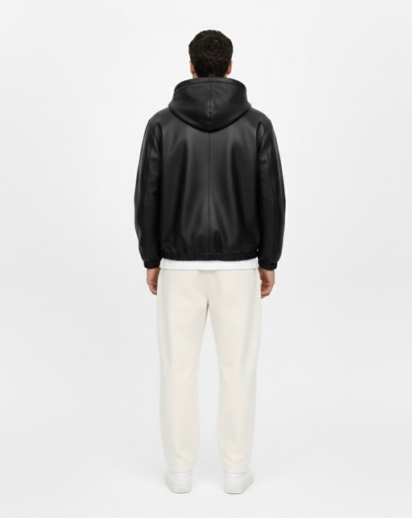 leather hoodie